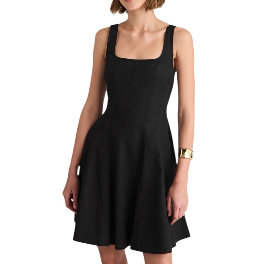 Madewell Seamed Open Squareneck Mini Dress in Jet Black - Picture 2 of 10
